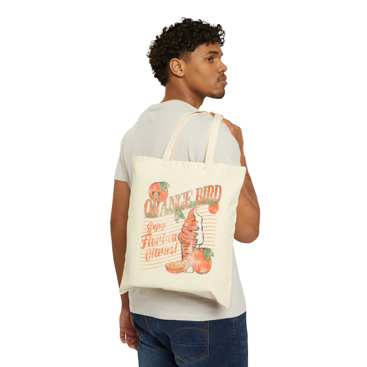 Orange Bird Canvas Tote Bag